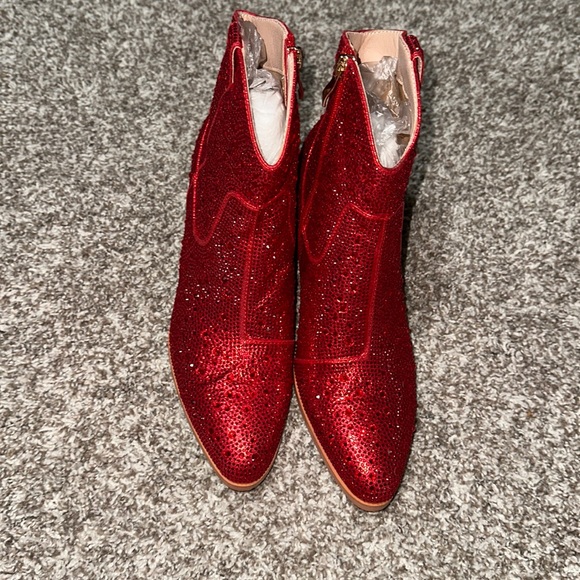 Red Rhinestone Booties - Picture 2 of 5